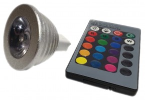 Лампа светодиодная SMD-MR16-3W-RGB-D-R с пультом управления